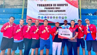 Korpri Badung Juara 1 Turnamen Tenis Lapangan HUT Provinsi Bali 5 KORPRI Badung Juara 1 Turnamen Tenis Lapangan HUT Provinsi Bali, Jadikan Ajang Persiapan hadapi Pornas Korpri di Palembang