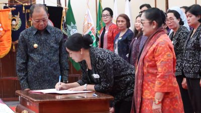 Kukuhkan BKOW, PUSPA dan BK3S, Gubernur Koster Minta Kuatkan Kolaborasi dengan Lintas Organisasi Wujudkan Program Pembangunan Bali 5 Gubernur Bali Wayan Konser kukuhkan Badan Kerjasama Organisasi Wanita (BKOW), Forum Partisipasi Publik Untuk Kesejahteraan Perempuan dan Anak (PUSPA) serta Badan Koordinasi Kegiatan Kesejahteraan Sosial (BK3S) Provinsi Bali Periode 2025-2030, Rabu 21 Mei 2025.