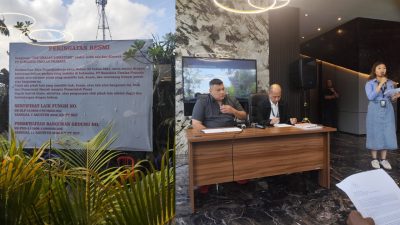 Direktur PT SUP, Charles B Siringo Ringo didampingi Legal Hukum PT SUP Parade Sitorus dalam jumpa awak media di Canggu Bali, Kamis (4/9/2025).