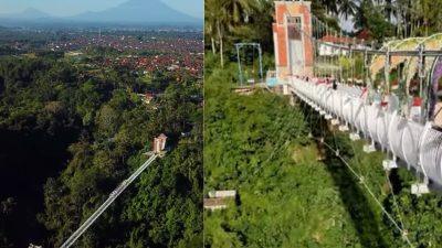 Bali Glass Bridge (jambatan kaca Bali) di atas air terjun Tegenungan Gianyar. FOTO ist IG Bali Glass Bridge
