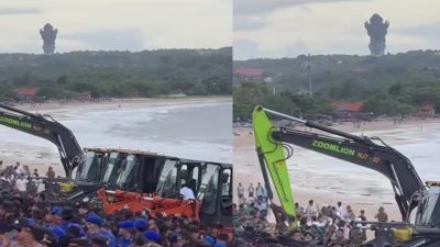 Pantai Kelan, Kedonganan dan Jimbaran Diserbu Ribuan Orang Bersih Sampah, Arahan Presiden Prabowo Ditindaklanjuti Menteri LH dan Gubernur Bali. FOTO ist Baliprawara