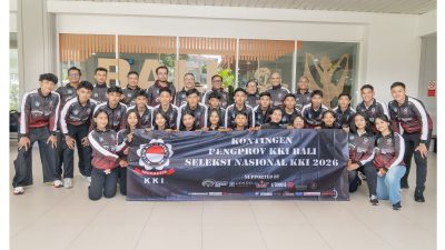 Tim KKI (Kushin Ryu M Karate-Do Indonesia) Bali bertolak ke Bekasi untuk mengikuti Seleksi Nasional (Seleknas) di GOR Cempaka Putih Jakarta Pusat, Kamis 16 April 2026.